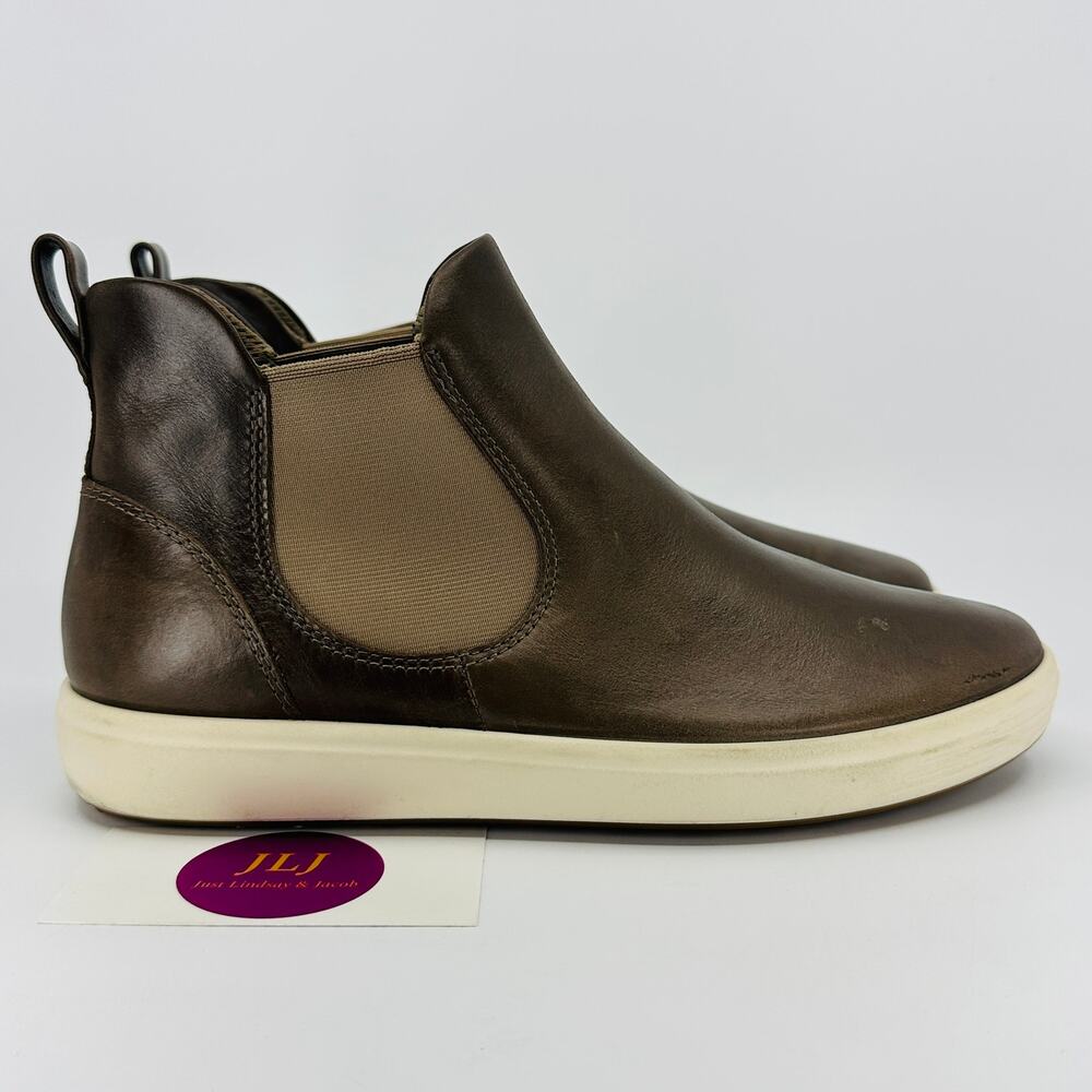 ECCO Women's Soft 7 Taupe Leather Comfort Chelsea Boots Size 38 EU/ 7-7.5 US